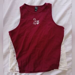 Women's Burgundy Tank Top with Swan